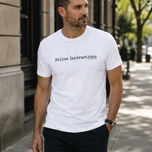Alternative view of Follow Instructions — Men’s Minimal Typewriter Tee