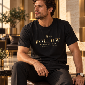 Men's Follow Instructions Gilded Gold Standard graphic tee