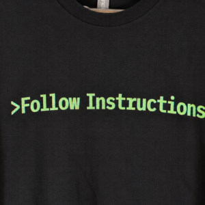 Close-up of Follow Instructions Glitched layered color print