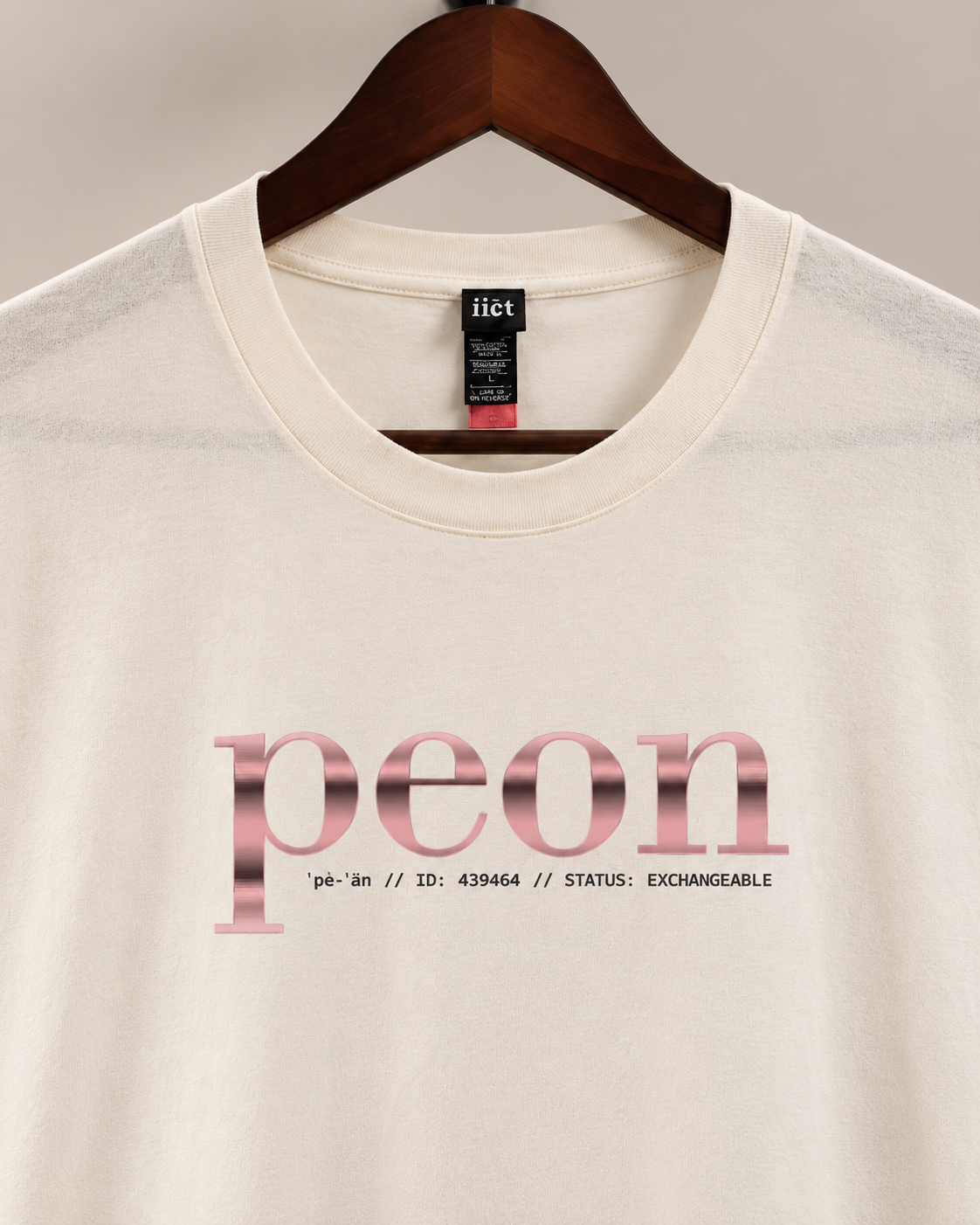 Peon: Rose Gold — Implied Standard Men's Tee - Image 3